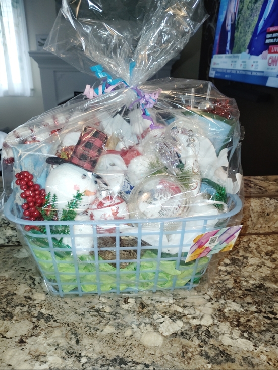 custom made Other - Holiday Gift Basket with Snowman and Ornaments -Christmas Gift Basket